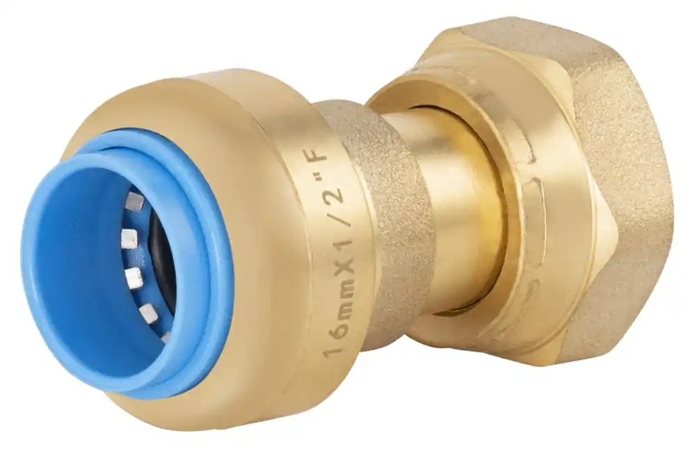 Raccord droit automatique universel femelle écrou libre 1/2 diamètre 16 mm Toutpush QUICK PLOMBERIE Soldes