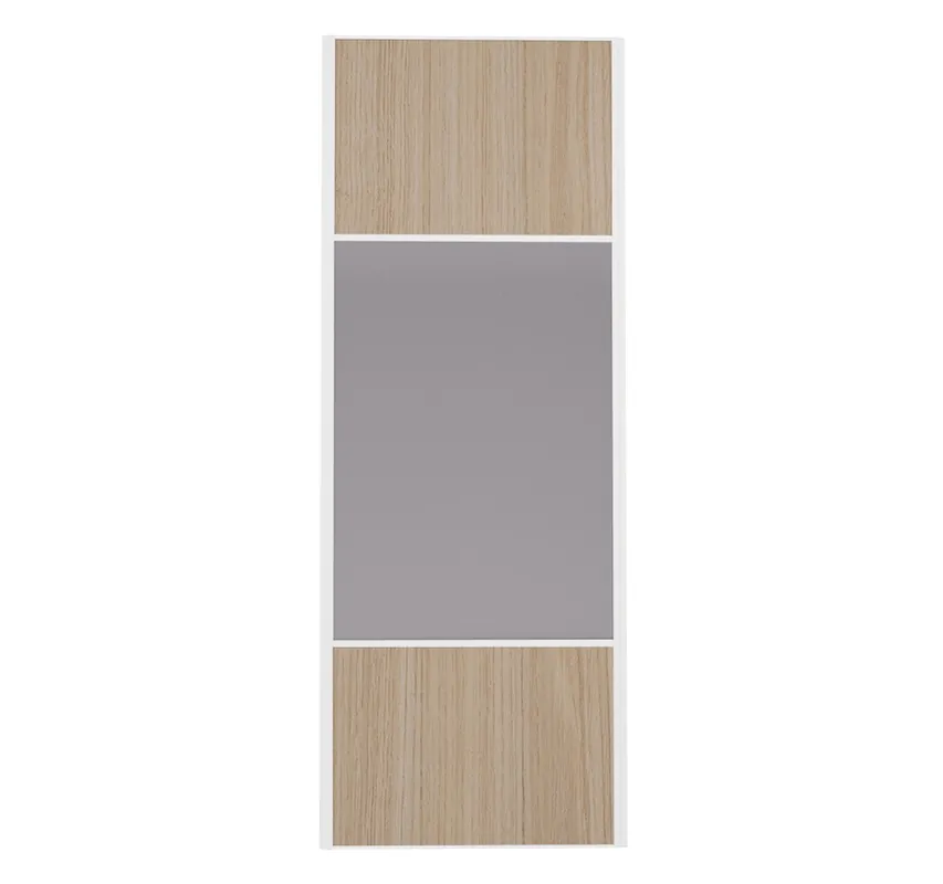 Bon Plan Porte de placard Miroir et Chêne Naturel Profil blanc H 248,5 x L 92,2 cm YNGENIO