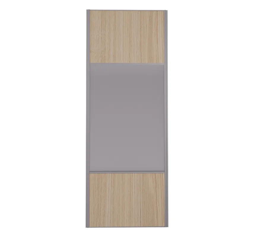Meilleur Choix Porte de placard Miroir et Chêne Naturel Profil gris H 248,5 x L 92,2 cm YNGENIO