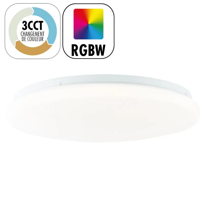 Expédié Aujourd'hui Plafonnier LED rond RGB/ blanc dynamique CCT 2400 lumens Heddy - BRILLIANT