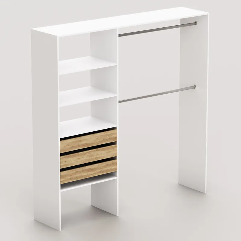 Prix Choc Kit de dressing JADE blanc 200 x 195 x 45 cm + 3 tiroirs OFITRES