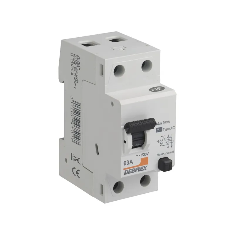 Acheter En Ligne Interrupteur différentiel 2 pôles 30mA 63A type AC DEBFLEX