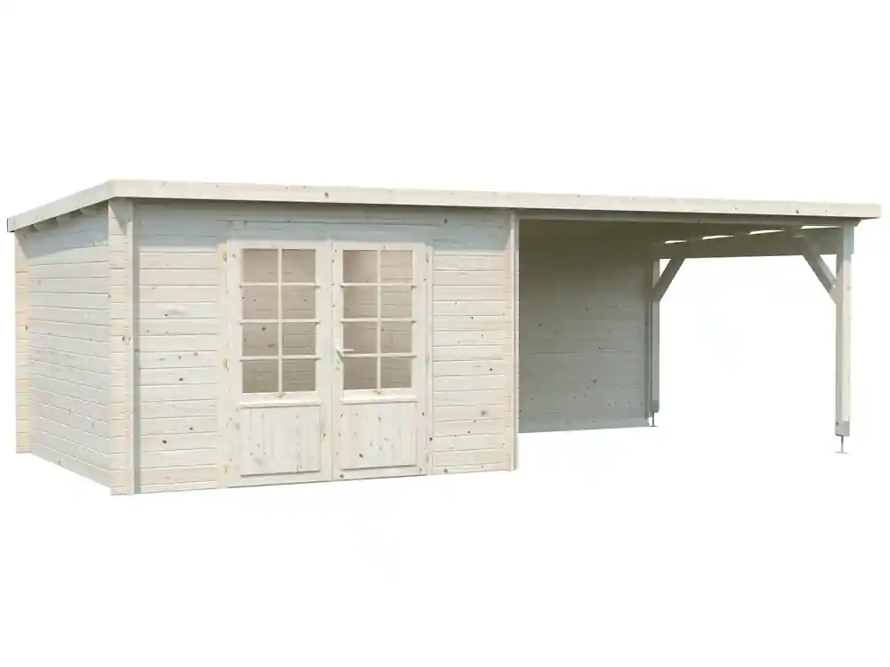 Dernière Chance Abri de jardin en bois avec pergola 10 m² Ella - 22,9 m² hors-tout - Livraison à domicile incluse - PALMAKO