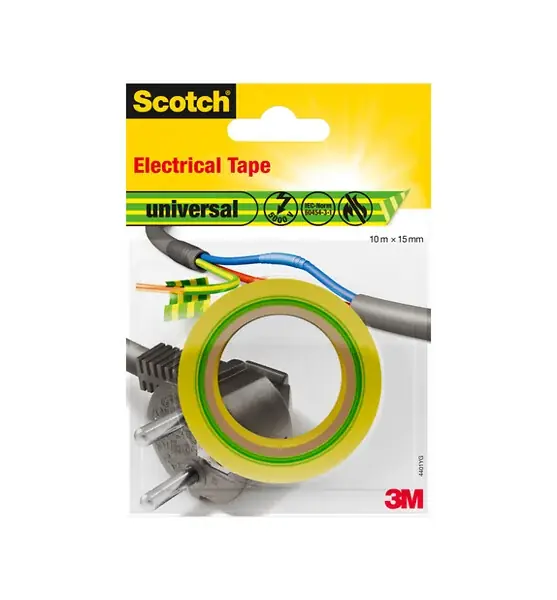 Paiement Sécurisé Ruban isolant électrique PVC - Vert et Jaune - 10m 3M SCOTCH