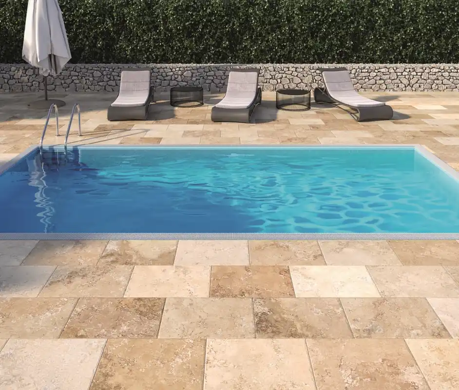 Carrelage de sol extérieur effet travertin ANTIC GRIP ép 10 mm 40 x 60 cm paquet de 1,20 m² PAREFEUILLE Authentique