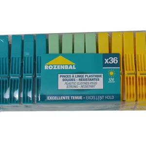Pinces à linge plastique x36 - Rose - Lot de 36 ROZENBAL Certifié