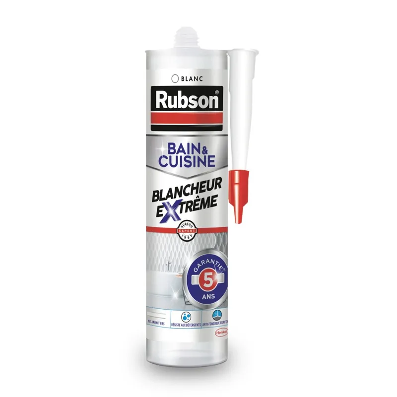 Mastic Silicone Bain & Cuisine Blancheur Extrême 280 ml RUBSON Produit De Marque