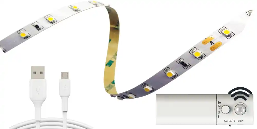 Vente Directe Ruban LED rechargeable 2m blanc froid avec détecteur de mouvements 4W 3,7V ARLUX