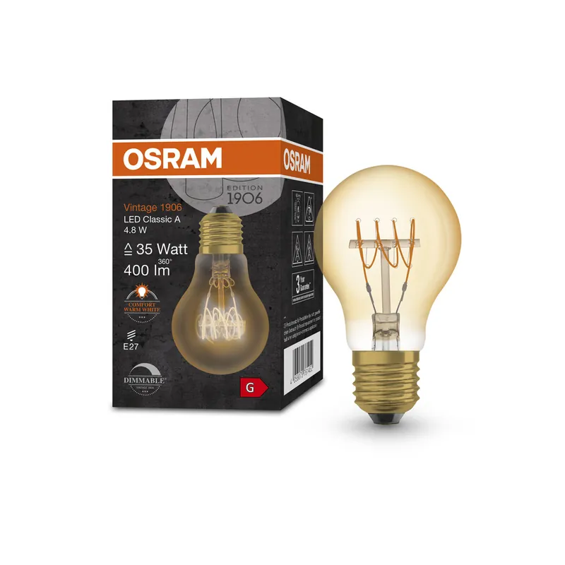 Prix Réduit Ampoule LED Standard E27 Ambrée variable 4,8W=400 lumens Blanc chaud OSRAM
