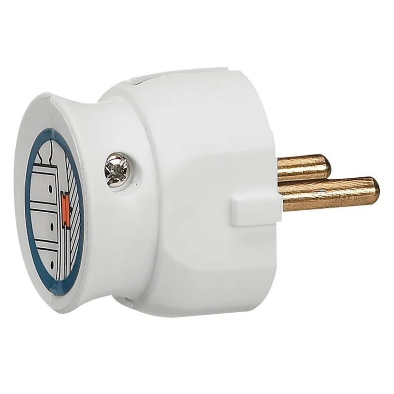 Fiche mâle 2 pôle sans terre 16A extra plat blanc LEGRAND Haute Qualité