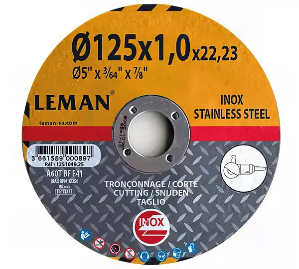 Disque à tronçonner métal et inox - Diam.115mm - 1,6mm LEMAN Commander Maintenant
