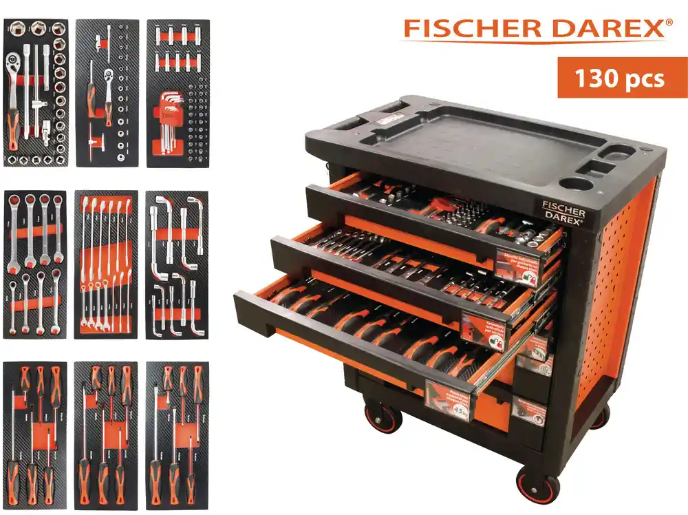 Servante équipée de 130 outils FISCHER DAREX Commander Vite