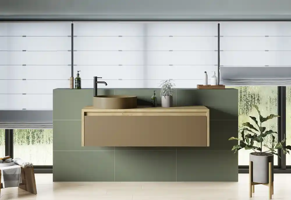 Meuble de salle de bains Iris lisse terre 120 cm Remise