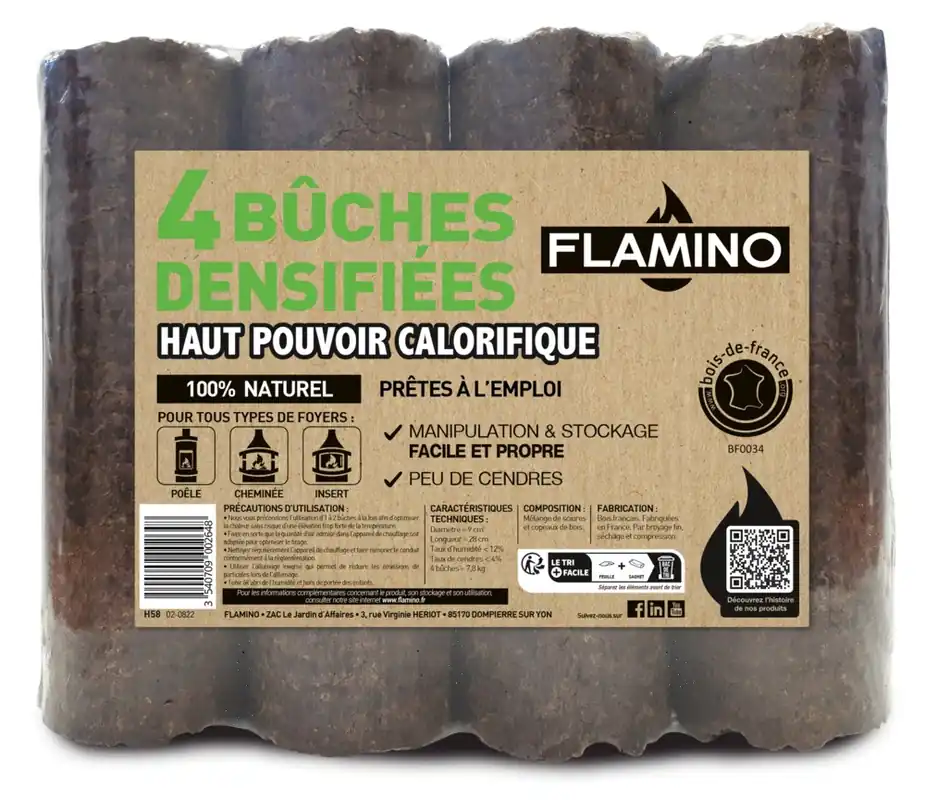 Promotion Saisonnière Bûche à haut pouvoir calorifique par 4 FLAMINO