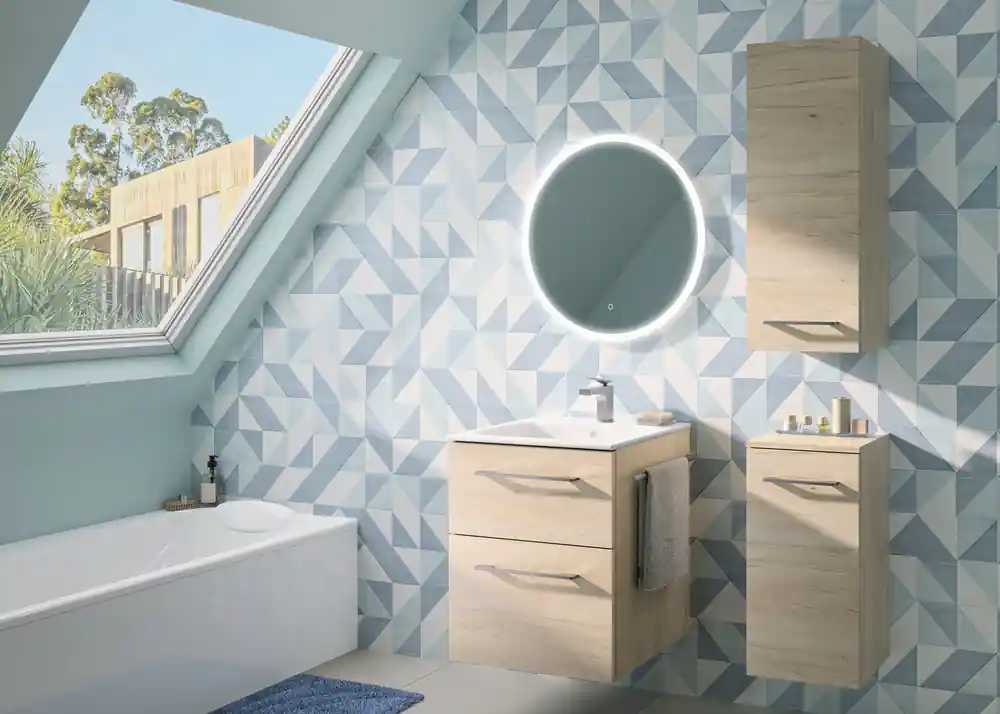 Meuble de salle de bains Selva 2 tiroirs L55 x H65 x P50 cm panneau de particules chêne - GEBERIT Jusqu'à Épuisement Des Stocks