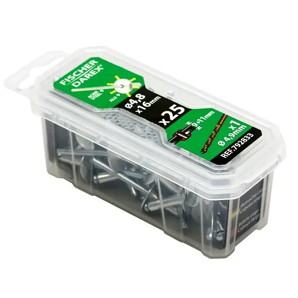 Rivet à tête large alu-acier 4,8x16mm - 25 pièces FISCHER DAREX Achat Immédiat