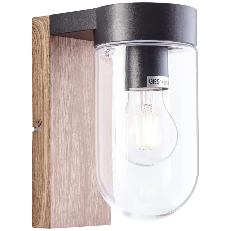 Applique extérieur E27 Cabar bois et noir IP44 40W - BRILLIANT Achat Immédiat