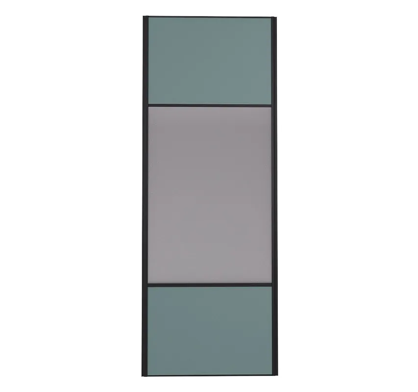 Prix Réduit Porte de placard Miroir et Opale Profil noir H 248,5 x L 92,2 cm YNGENIO