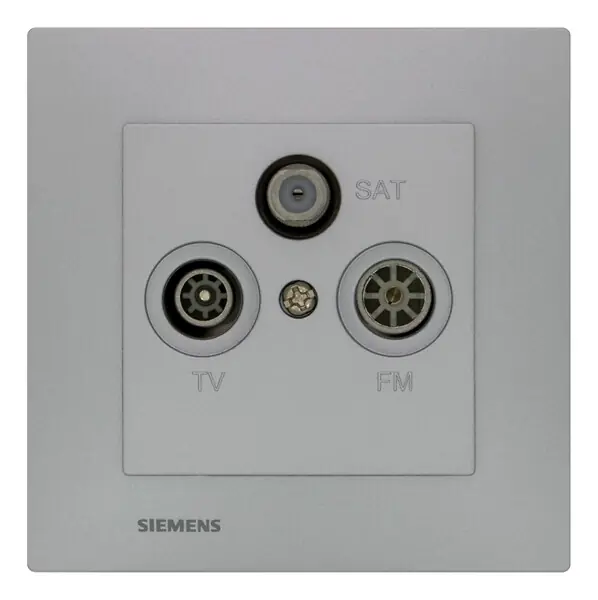 Acheter Direct SIEMENS Prise TV FM SAT Silver Delta Viva + Plaque Silver