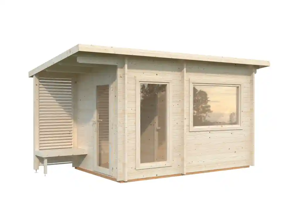 Soldes Sauna extérieur Palmako Sanna 4,1m² double vitrage et pergola - 12,6 m² - PALMAKO