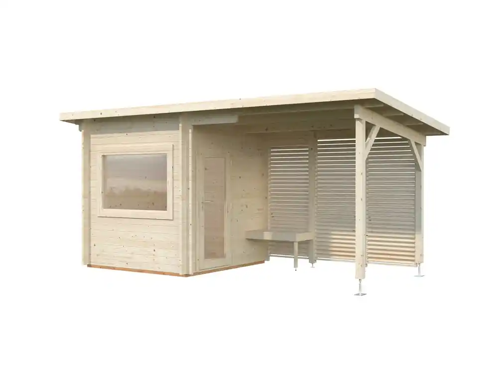 Sauna extérieur Palmako Sanna 5 places 4,1m² avec pergola - 14,4m² - PALMAKO Promotion Saisonnière