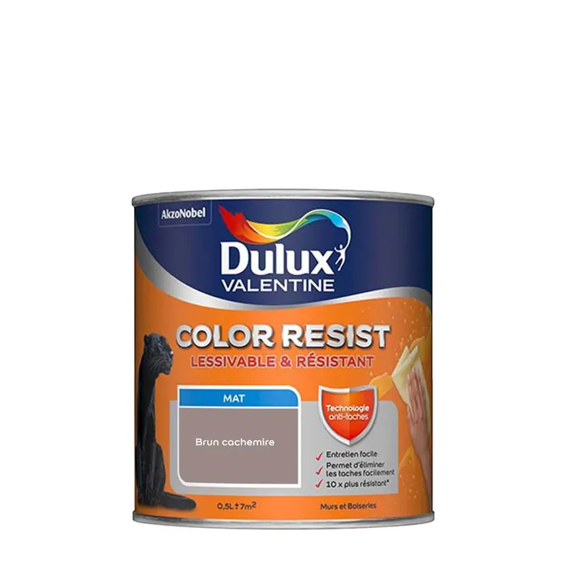 Achat Immédiat Peinture Color Resist murs et boiseries Brun Cachemire mat 500 ml - DULUX VALENTINE