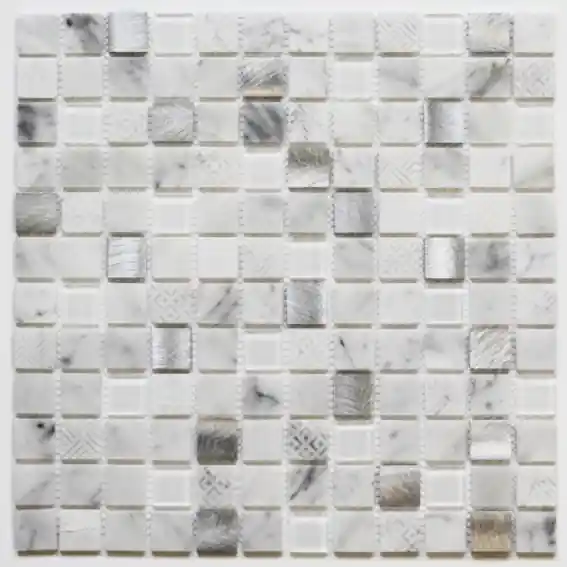 Top Vente Mosaïque mural intérieur multi-matières blanc SAUGE 30 x 30 cm vendu à l‘unité SAS MAT INTER