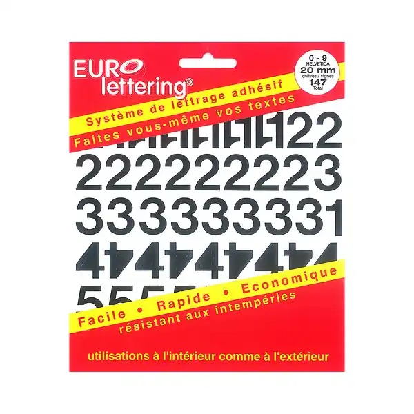 Achetez Aujourd'hui Eurolettering Helvetica 20mm chiffres noir PICKUP