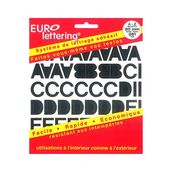 Prix Promo Eurolettering Helvetica 20mm lettres noir PICKUP