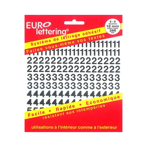 Vente Flash Eurolettering Helvetica 10mm chiffre noir PICKUP