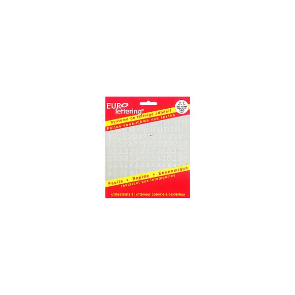 Prix Réduit Eurolettering Helvetica 10mm chiffres blanc PICKUP