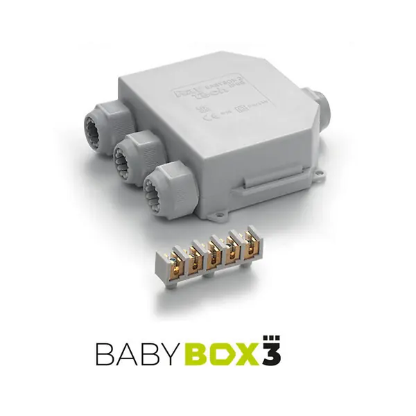 RAYTECH Boîte de jonction Babybox3 95x110xh 43 mm + connecteur + 4 presses étoupes Remise