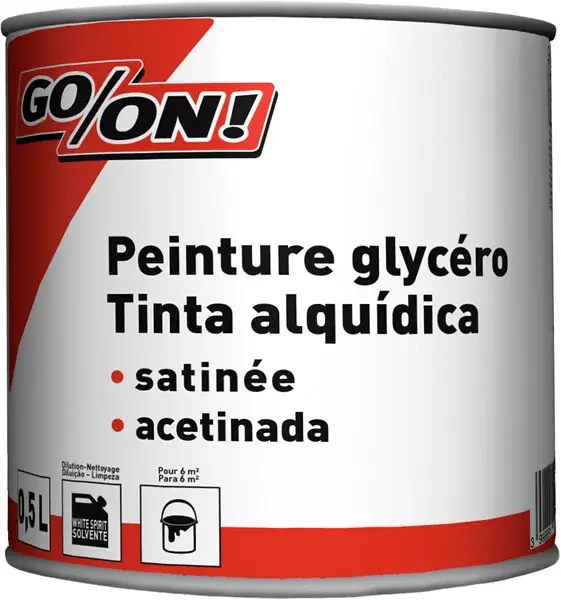 Acheter Direct Peinture glycéro - Blanc - Satin - 0.5L GO/ON