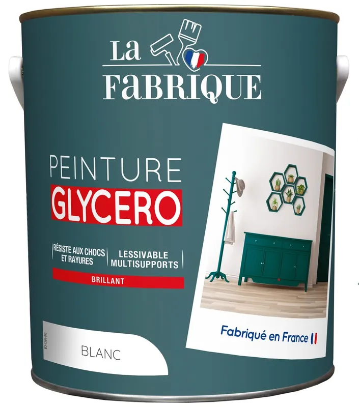 Peinture glycero Blanc brillant 2,5 l - LA FABRIQUE Dernière Chance