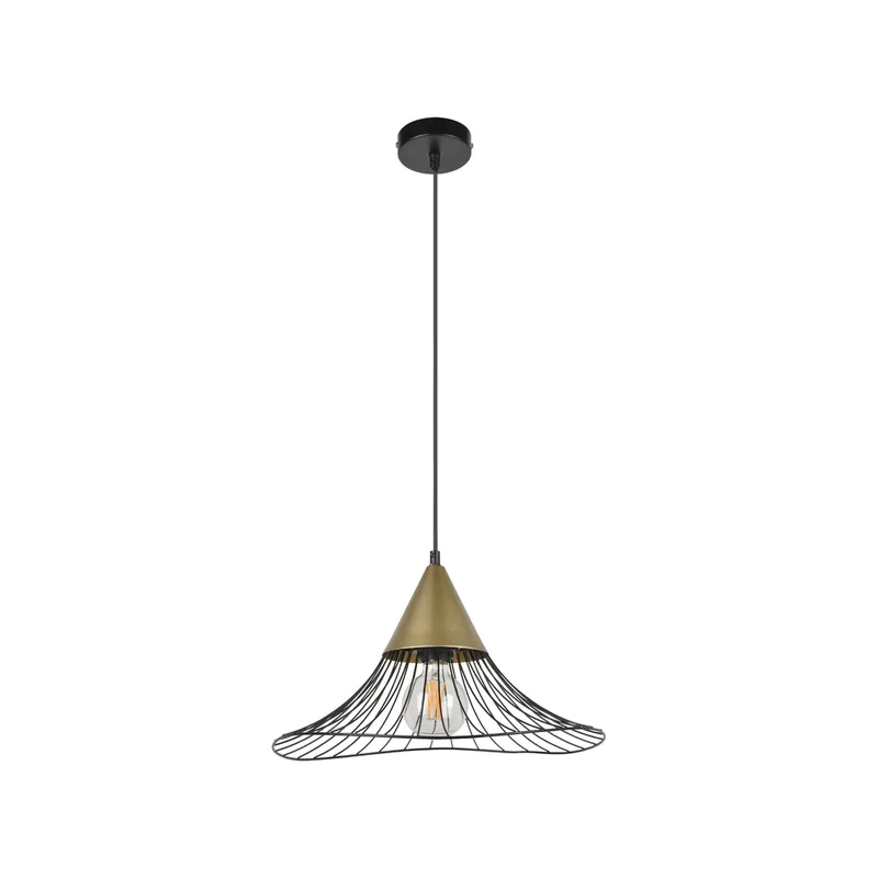 Suspension conique en métal filaire noir E27 60W Ø40 cm LIZZIE - COREP Usine Directe
