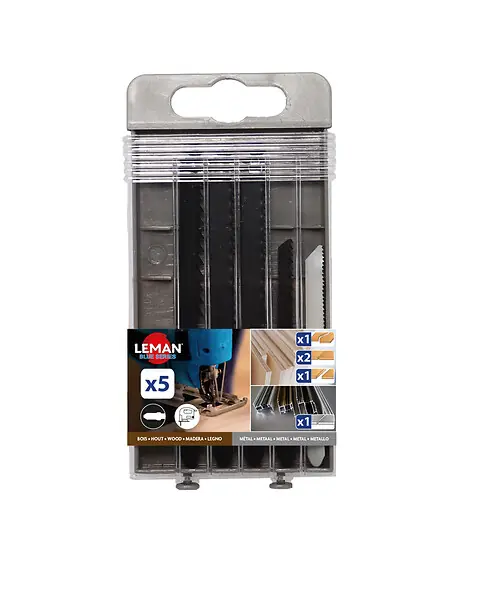 Coffret 5 lames scie sauteuse - Bois métal - Queue T LEMAN Certifié