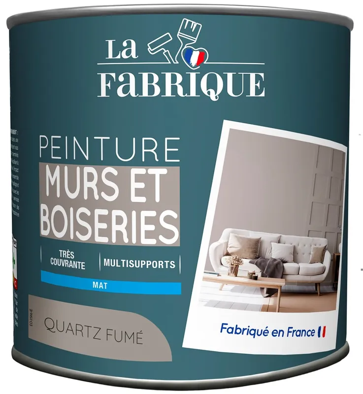 Peinture mur et boiserie Quartz Fumé mat 500 ml - LA FABRIQUE Dernière Chance