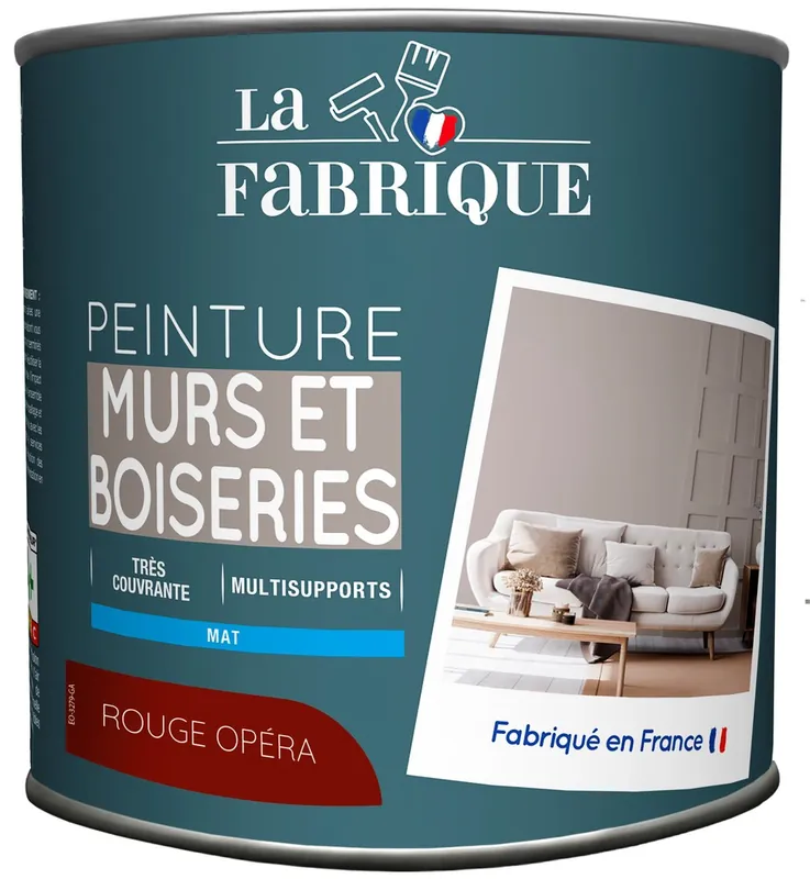 Marque Peinture mur et boiserie Rouge Opera mat 500 ml - LA FABRIQUE