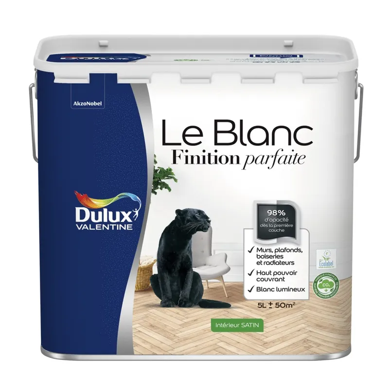 Quantité Limitée Peinture acrylique Finition Parfaite Blanc satin 5 l - DULUX VALENTINE