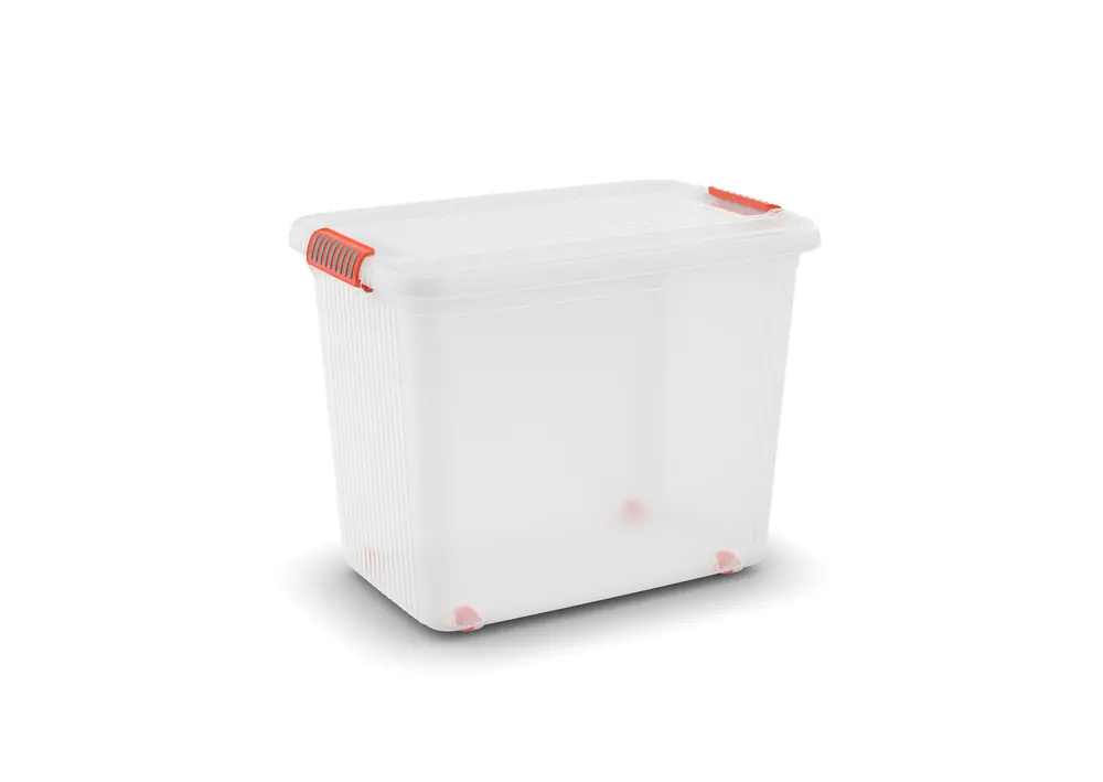 Boite de rangement en plastique transparent avec roulettes K Latch 70 L KIS Authentique