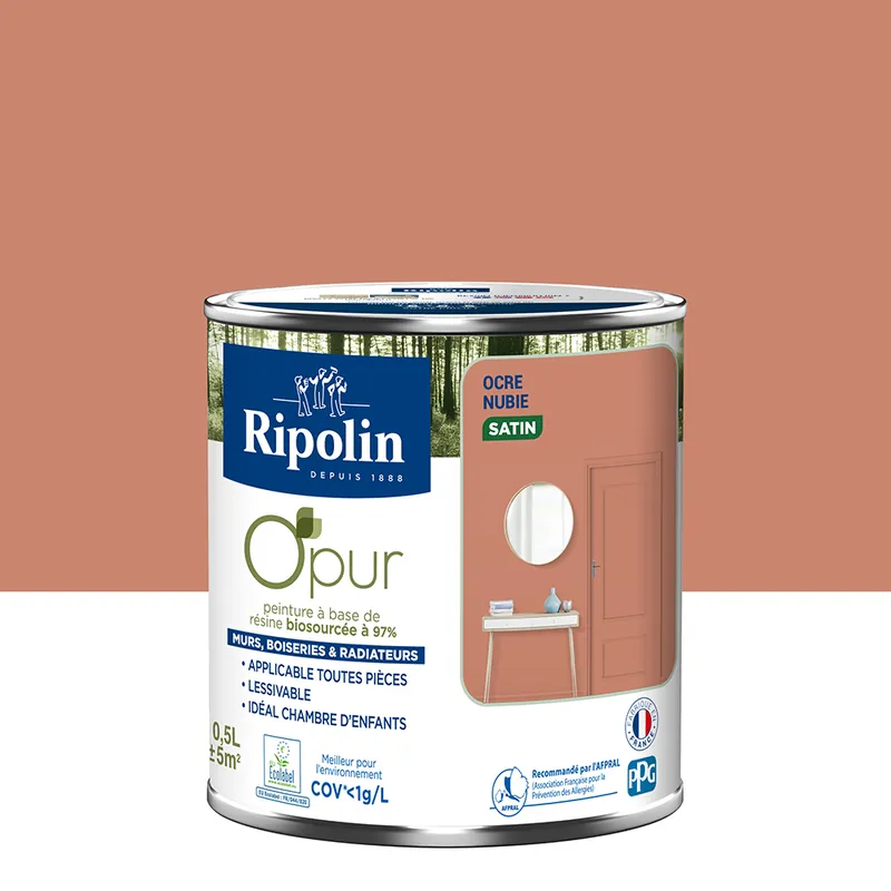Peinture O‘PUR mur & boiserie Ocre Nubie satin 500 ml - RIPOLIN Offre Spéciale