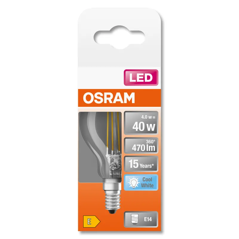 Achat Immédiat Ampoule LED E14 à filament 4 W = 470 lumens blanc neutre OSRAM