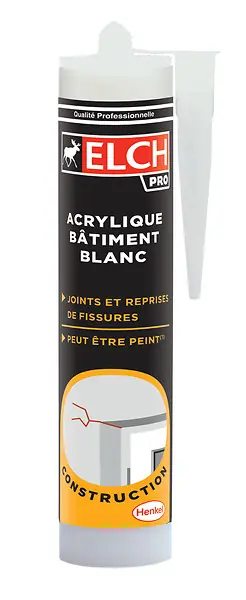 Mastic Acrylique Bâtiment - Blanc - Cartouche 300ml ELCH PRO Commande En Gros