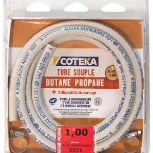 Tube butane propane 5 ans + 2 colliers de serrage 1m NF COTEKA Livraison Express