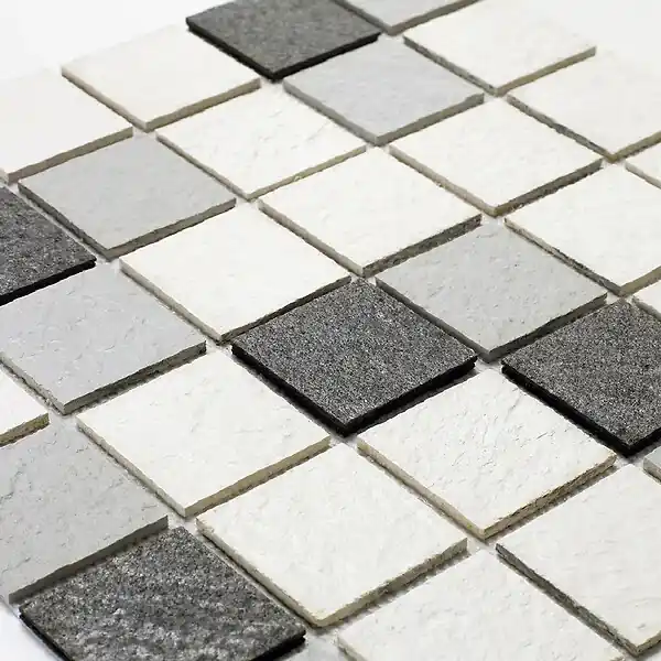 Mosaïque mixte résine & pierre 30 x 30 cm - carreau 5 x 5 cm mixte pierre et résine blanche U-TILE Offre Limitée