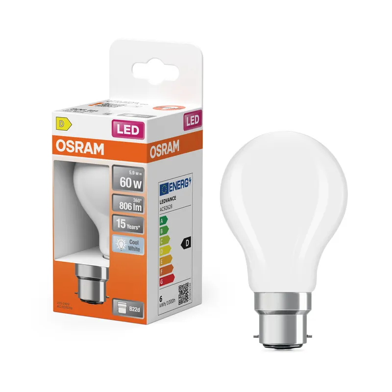 Offre Exclusive Ampoule LED B 22 standard dépolie 7 W = 806 lumens blanc neutre OSRAM