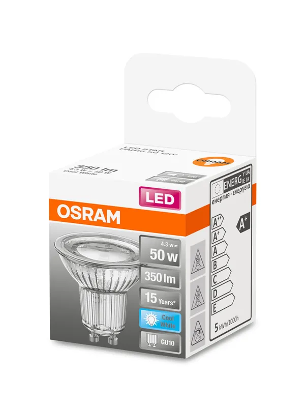 Prix Promo Ampoule LED Spot GU10 120° 4.3 W = 350 lumens blanc froid Superstar OSRAM