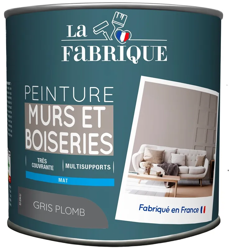 Meilleur Prix Peinture mur et boiserie Gris Plomb mat 500 ml - LA FABRIQUE
