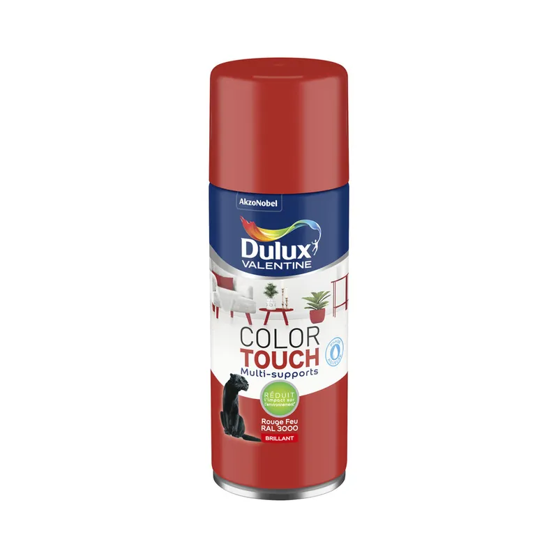 Bombe de peinture Color Touch rouge feu RAL 3000 brillant 400 ml - DULUX VALENTINE Jusqu'à Épuisement Des Stocks
