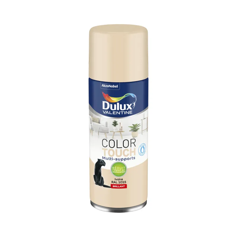 Bombe de peinture Color Touch ivoire RAL 1015 brillant 400 ml - DULUX VALENTINE Retour Gratuit